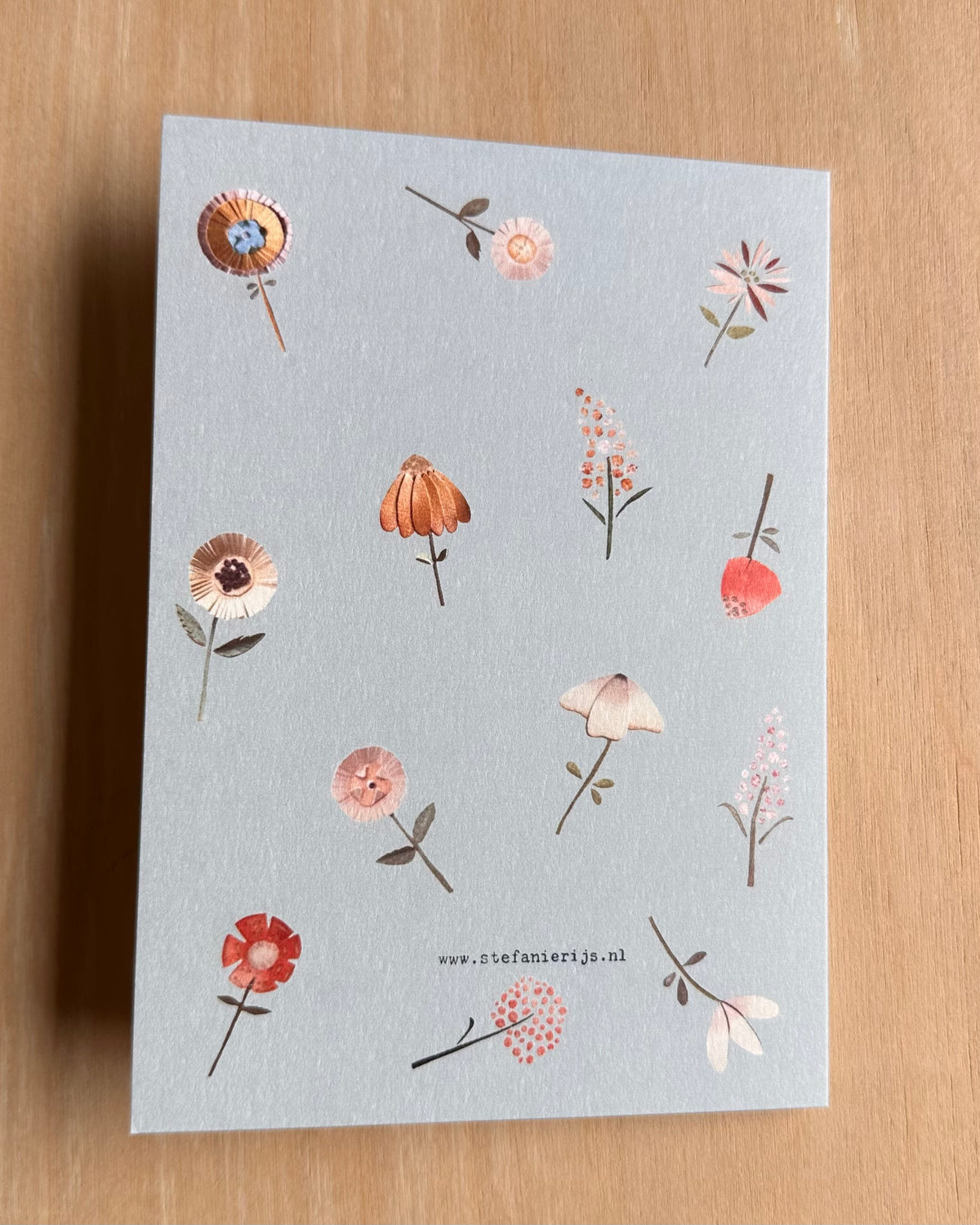 Wenskaarten per stuk: bloemen blauw