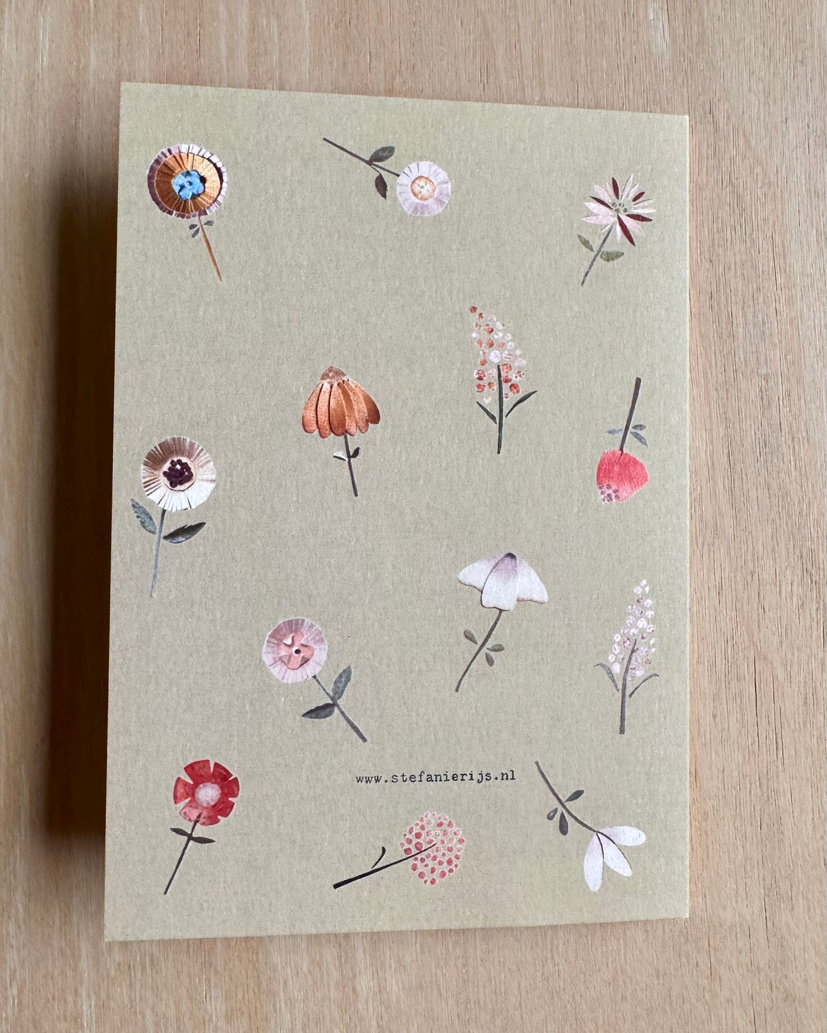 Wenskaarten per stuk: bloemen groen