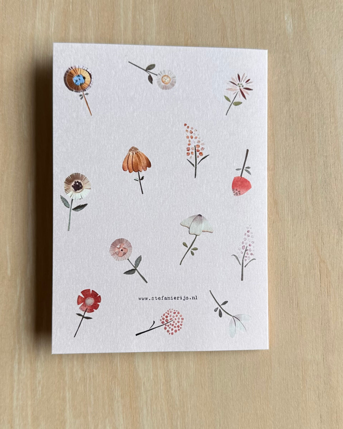 Wenskaarten per stuk: bloemen roze