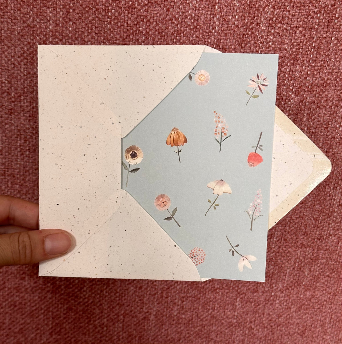 Wenskaarten per stuk: bloemen blauw