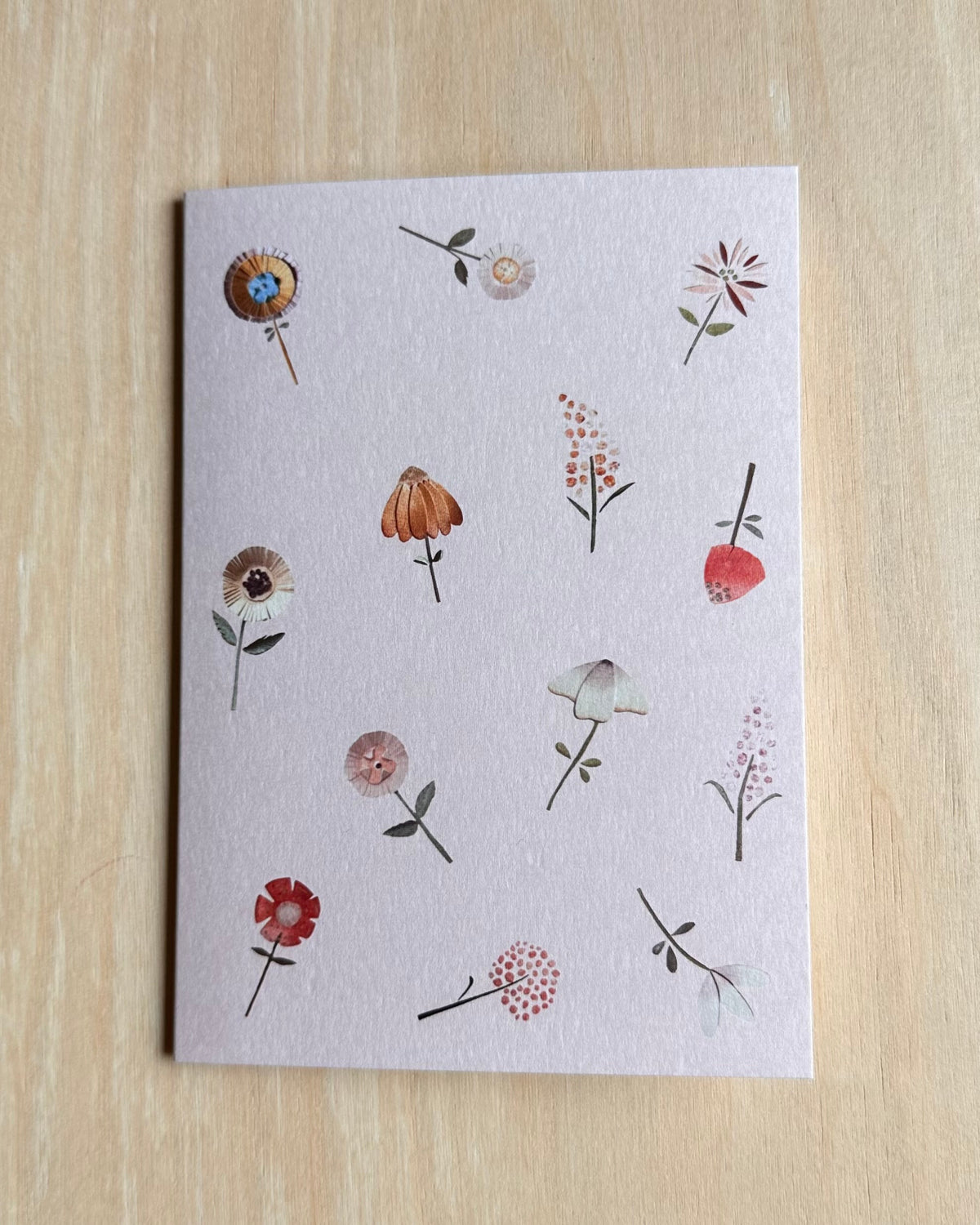 Wenskaarten per stuk: bloemen roze