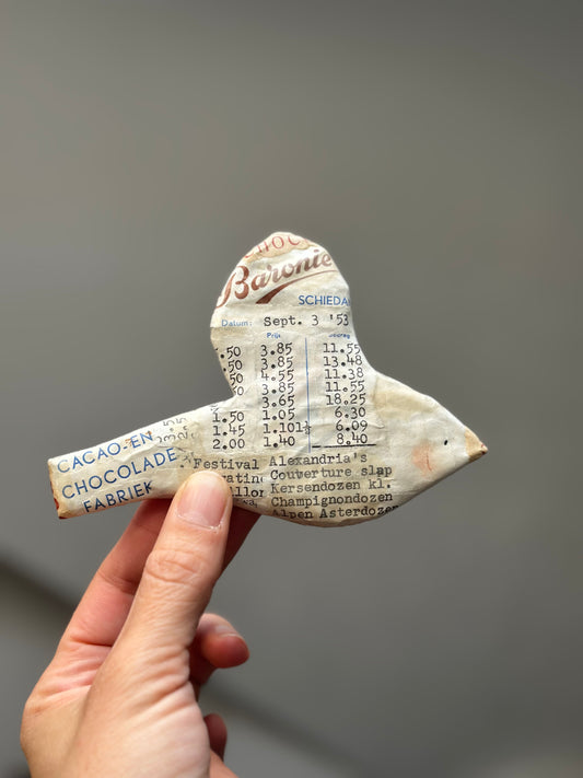 Vogels met een Verhaal - factuur chocoladefabriek De Baronie