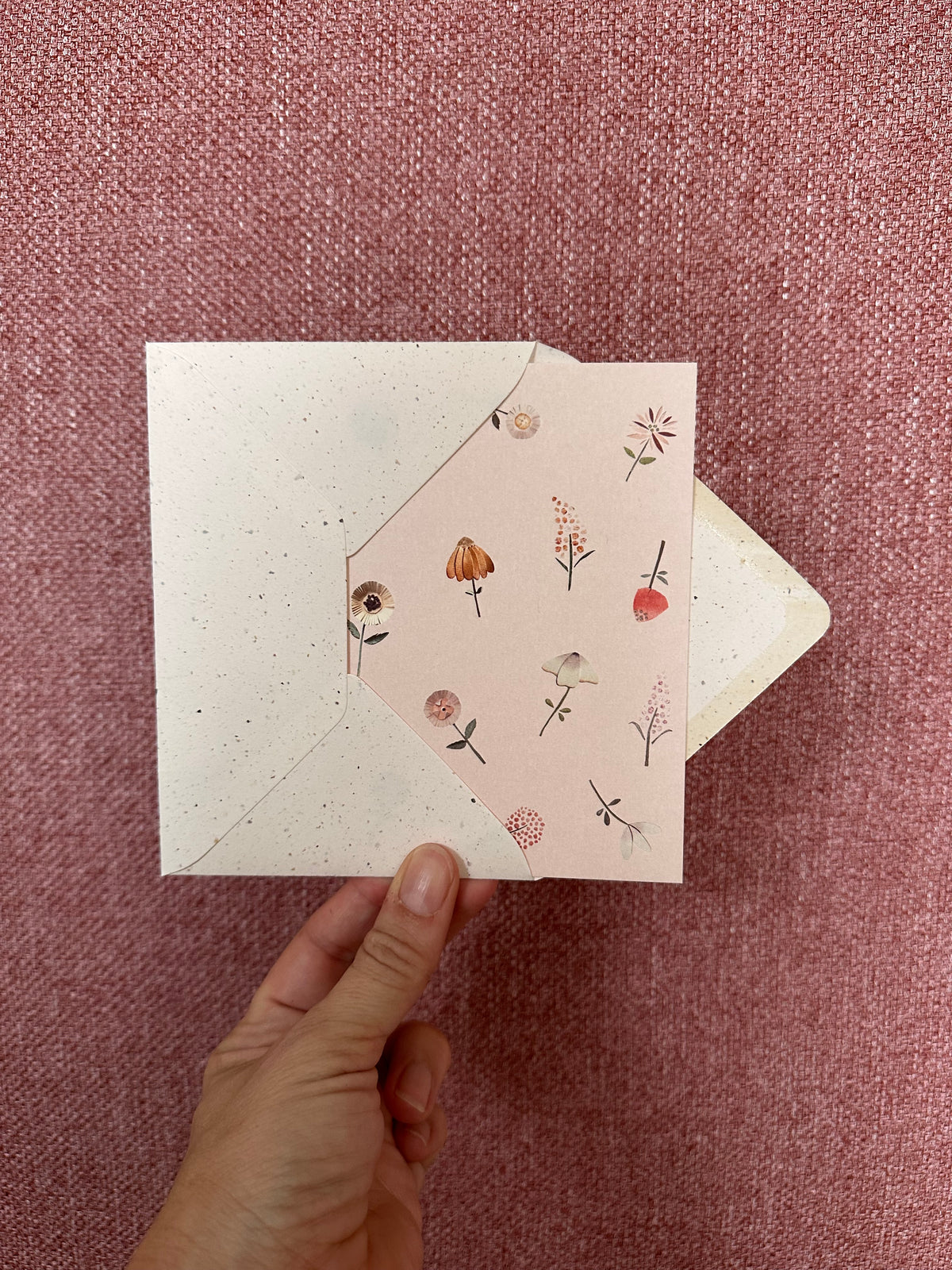 Wenskaarten per stuk: bloemen roze
