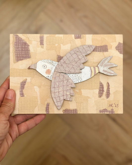 Paarse vlucht - mixed media artwork