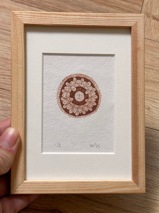 Ingelijste tetraprint mandala met passe partout